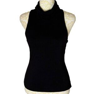 Lulus Basics Turtleneck Tank Top Knit Racer Back Blouse Shirt Black S